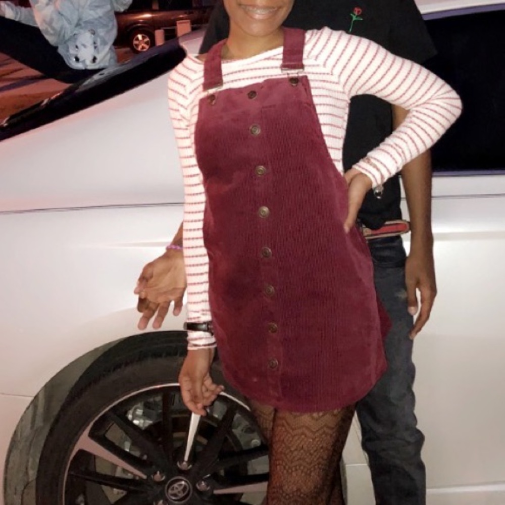 Burgundy Pinafore Dress